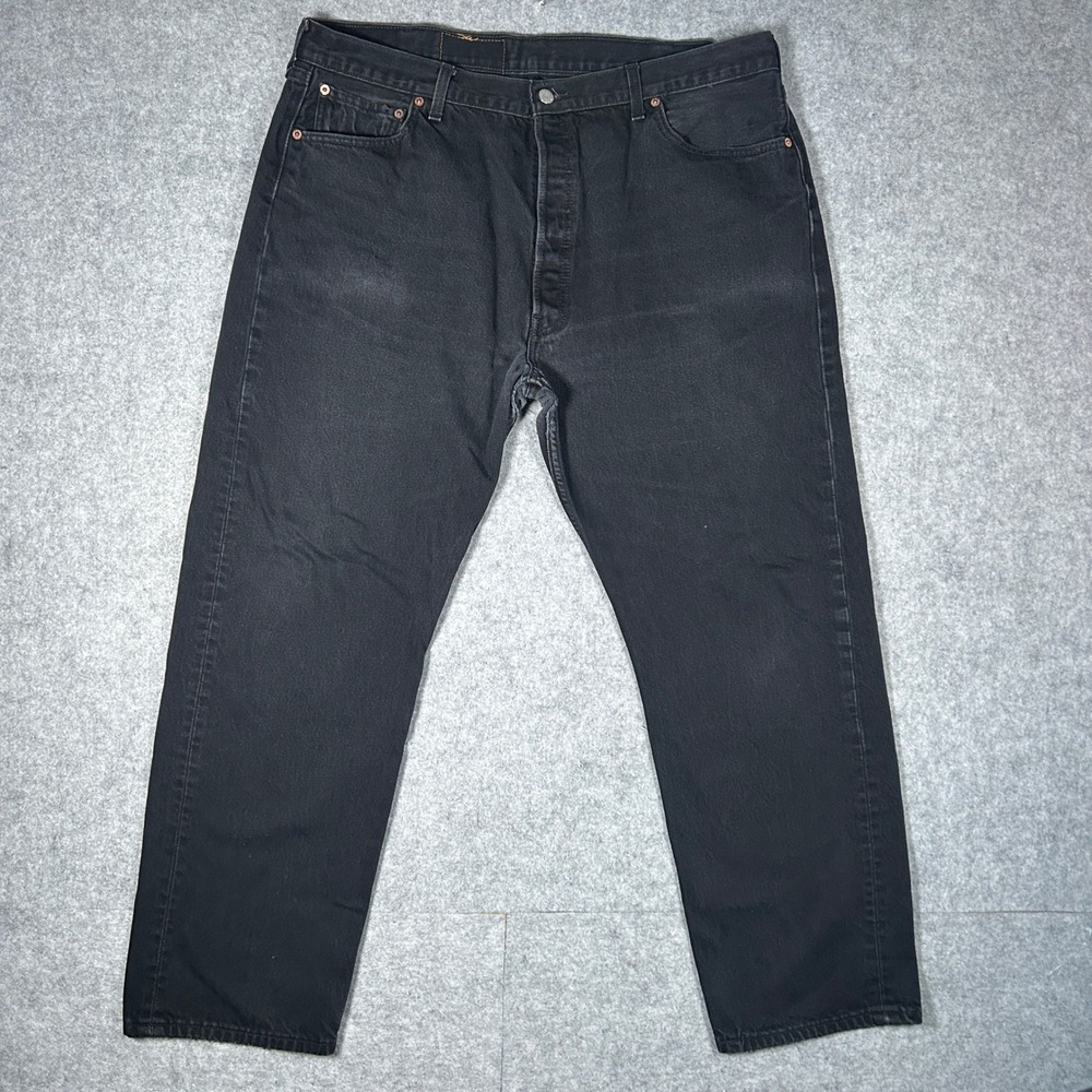 Vintage‎ Levi's 501 Denim Jeans Mens 42x32(38x29) Black Straight Leg Button Fly